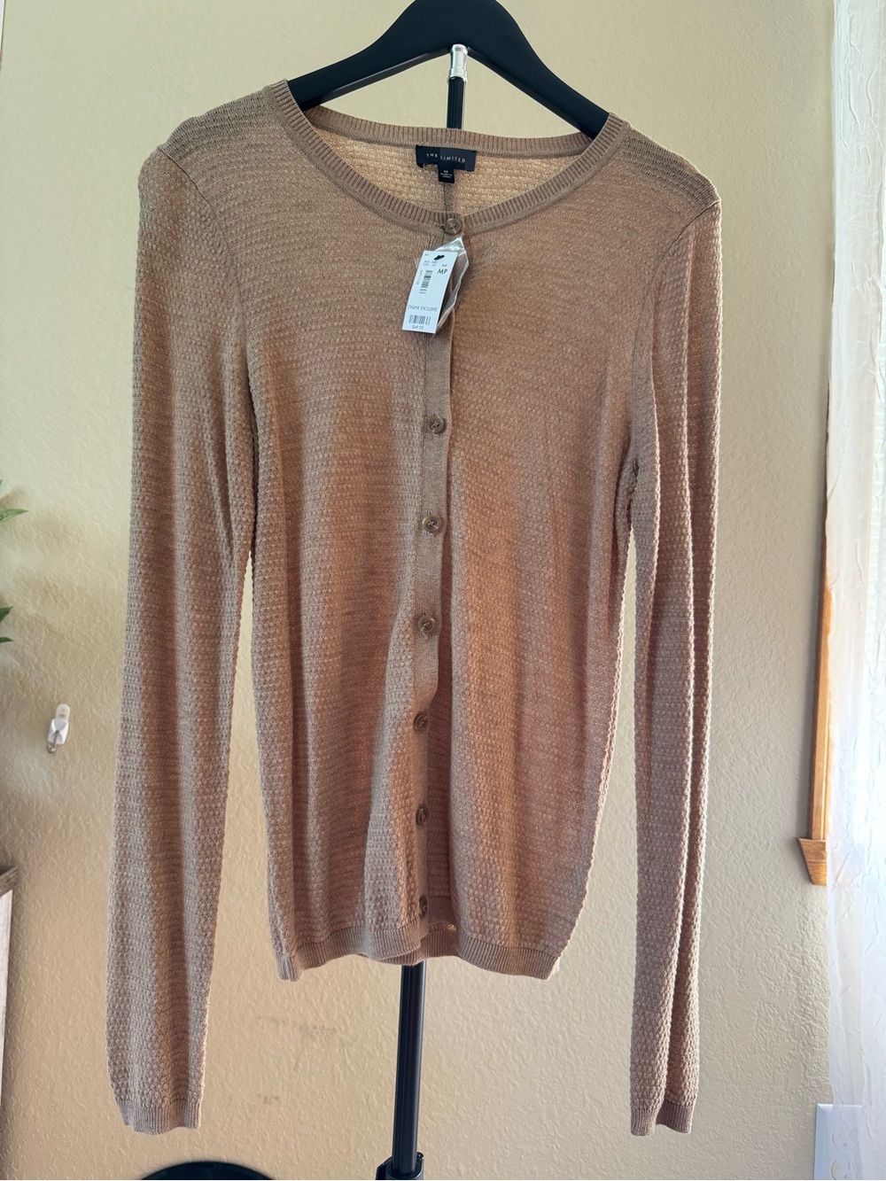 The Limited Beige Lightweight Button-Front Cardigan